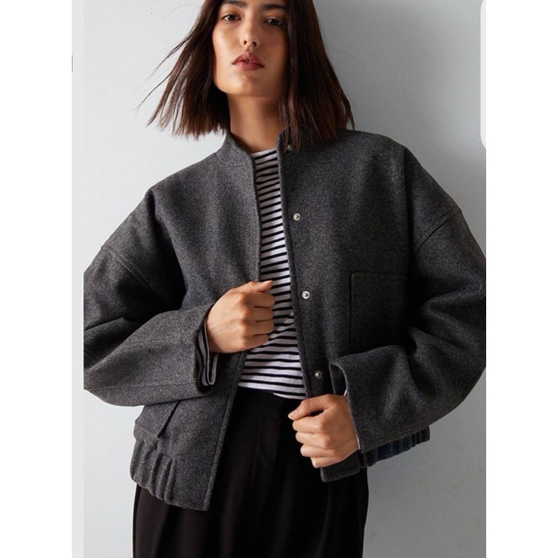 ZaRA Woman Wool Blend Bomber Jacket เสื้อแจ็คเก็ตทรงโอเวอร์ไซด์ ผ้านิ่ม งานแท้