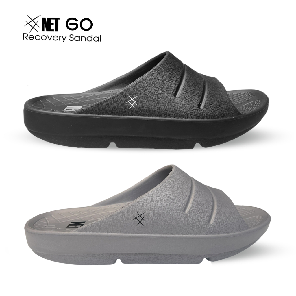 NET GO Recovery Sandal รองเท้าแตะสุขภาพ ฟื้นฟูเท้า นุ่มสบายเท้า สีดำ