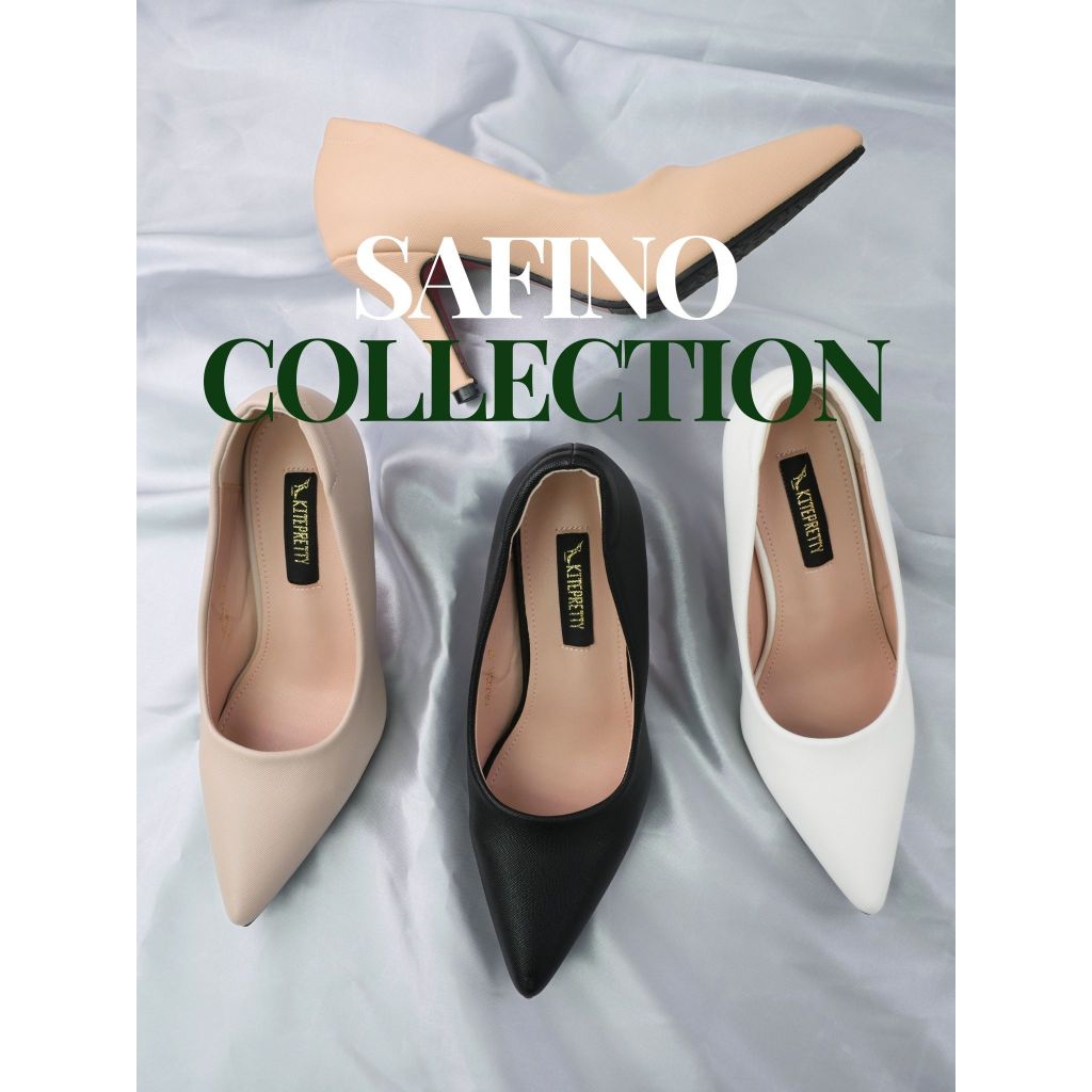 K2311 รองเท้าคัทชู ส้นสูง 3 นิ้ว หนัง PU ปั๊มลายซาฟิโน่