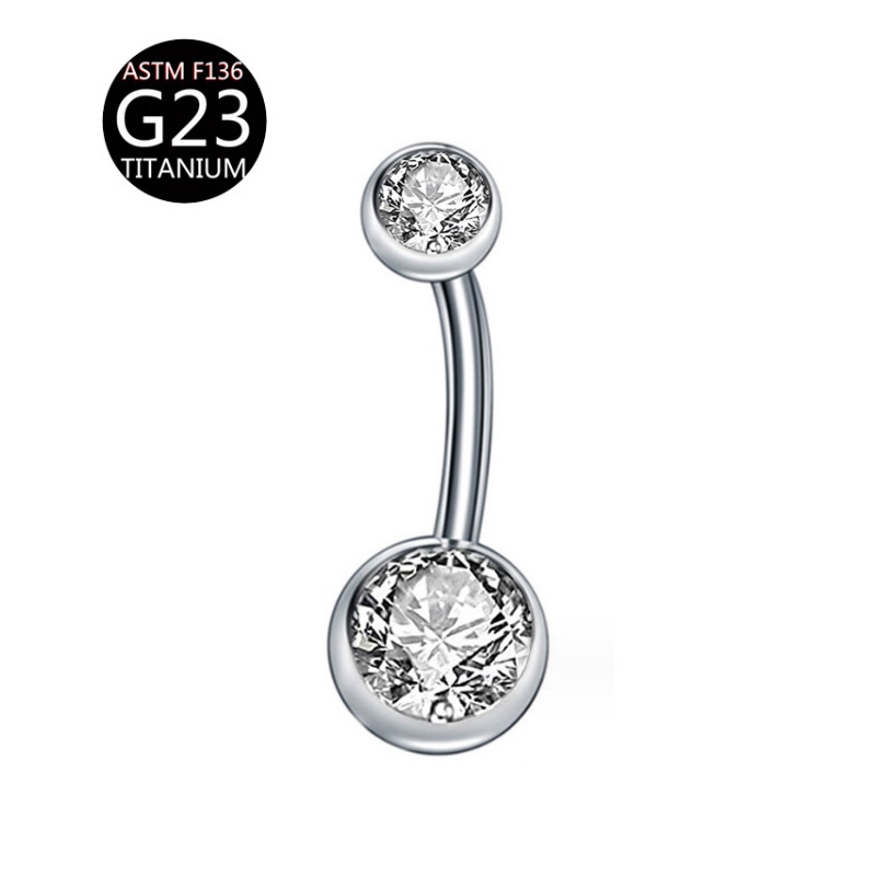 จิวสะดือ ไทเทเนียม  ASTM F136 G23 G23 Titanium Steel Belly Button Ring Cross-Border Double-Headed Round Belly Button ราคา ถูกที่สุด ดีลบีเคเค แกลเลอรีภาพที่ 5