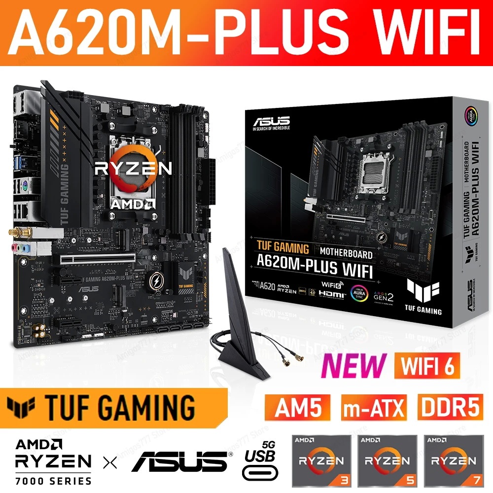 MAINBOARD (เมนบอร์ด) ASUS TUF GAMING A620M-PLUS WIFI (DDR5) (SOCKET AM5) (MICRO-ATX)