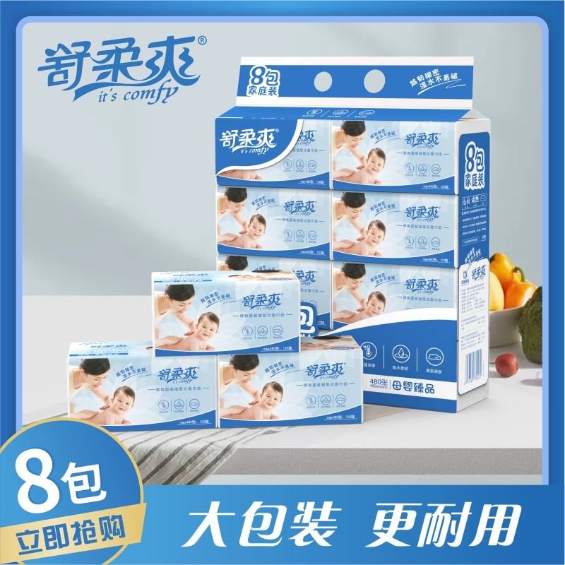 ทิชชู่ กระดาษทิชชู่ หนา4ชั้น ทิชชู่เด็ก เช็ดหน้าได้ 1หิ้ว8แพ็ค 1แพ็ค มี480แผ่น กระดาษชำระ อย่างดี เหนียวนุ่ม ไม่เป็นขุย