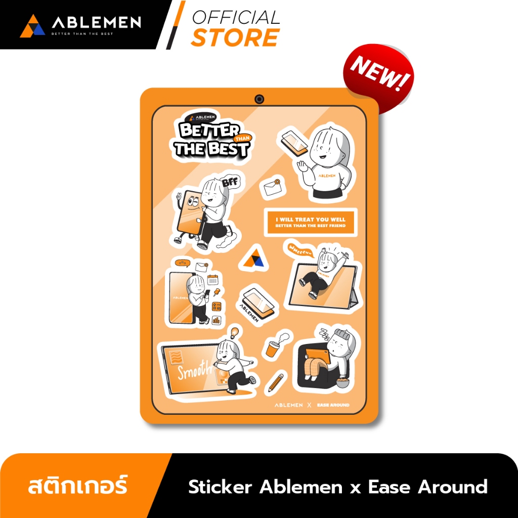 [Official] Ablemen Sticker Ablemen x Ease Around สติกเกอร์ รุ่น Work Smart, Always Play 1 เเผ่น ขนาด