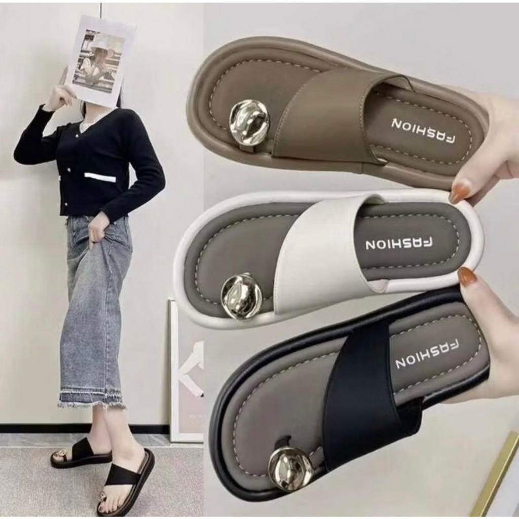 รองเท้าแตะแฟชั่น แบบสวมนิ้วโป้ง ใส่สบาย พื้นนุ่ม ส้นแบนอเนกประสงค์ พร้อมส่ง (309)