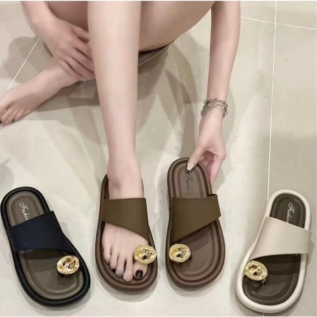 รองเท้าแตะแฟชั่น แบบสวมนิ้วโป้ง ใส่สบาย พื้นนุ่ม ส้นแบนอเนกประสงค์ พร้อมส่ง (309)