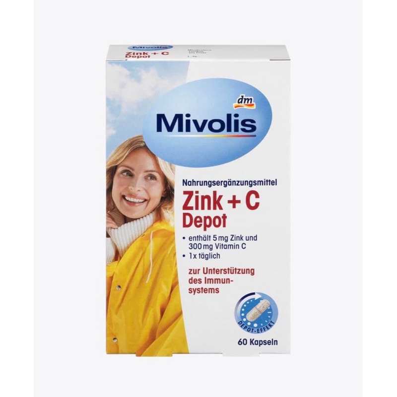 Mivolis Zink + C Depot (zinc + c 300mg) ขนาด60เม็ด รุ่นดูดซึมทั้งวัน