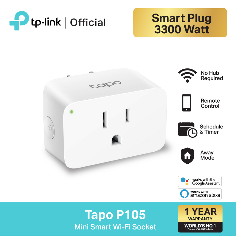 TP-LINK (Tapo P105) Mini Smart Wi-Fi Plug สามารถสั่งการด้วยเสียง เปิดและปิดอุปกรณ์โดยอัตโนมัติ
