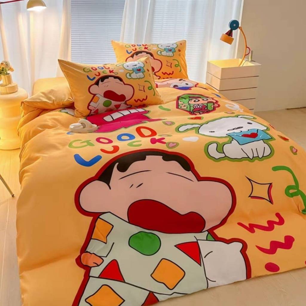 ชุดผ้าปูที่นอนชินจัง ครบชุด 6 ชิ้น พร้อมผ้านวม 6ฟุต ใช้ได้กับที่นอนหนา 8-12 นิ้ว