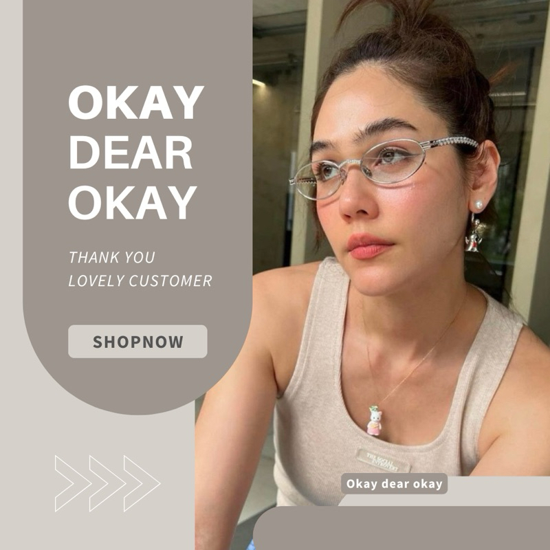 พร้อมส่ง Glasses | แว่นตา แว่นกันแดดแฟชั่นทรงรี แว่นกรอบเพชร แว่นแม่ชม