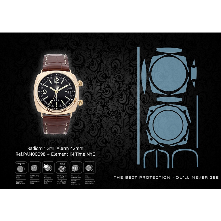 ฟิล์มกันรอยนาฬิกา Watch Protection Film สำหรับ แบรนด์ Panerai Radiomir GMT Alarm 42mm PAM00098 Eleme