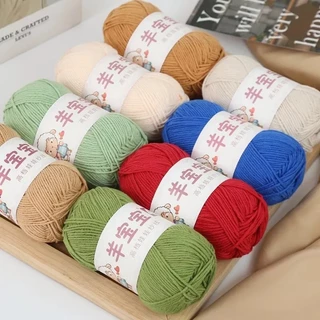 ไหมพรม ตระกูลคอตตอนนม 4ply ป้ายน้องแกะ เส้นนุ่ม มีส่วนผสม cotton ถึง 60%