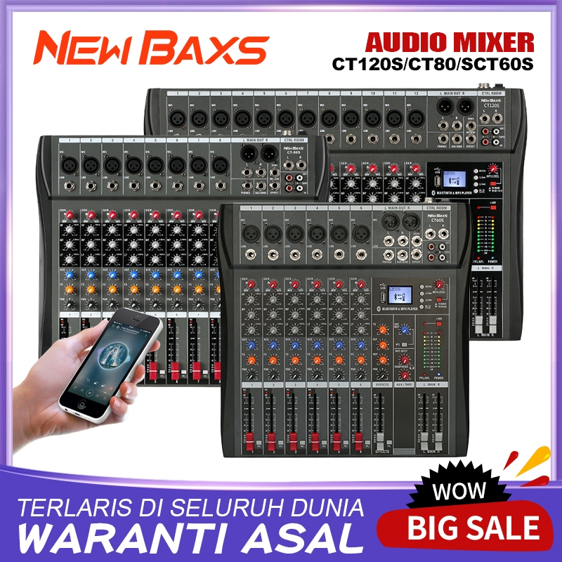 NEW BAXS CT-60S/CT80S/CT120S Professional Mixer 6/8/12 ช่องสนับสนุน PC/USB/MP3/บลูทูธเล่น KTV Bar Party