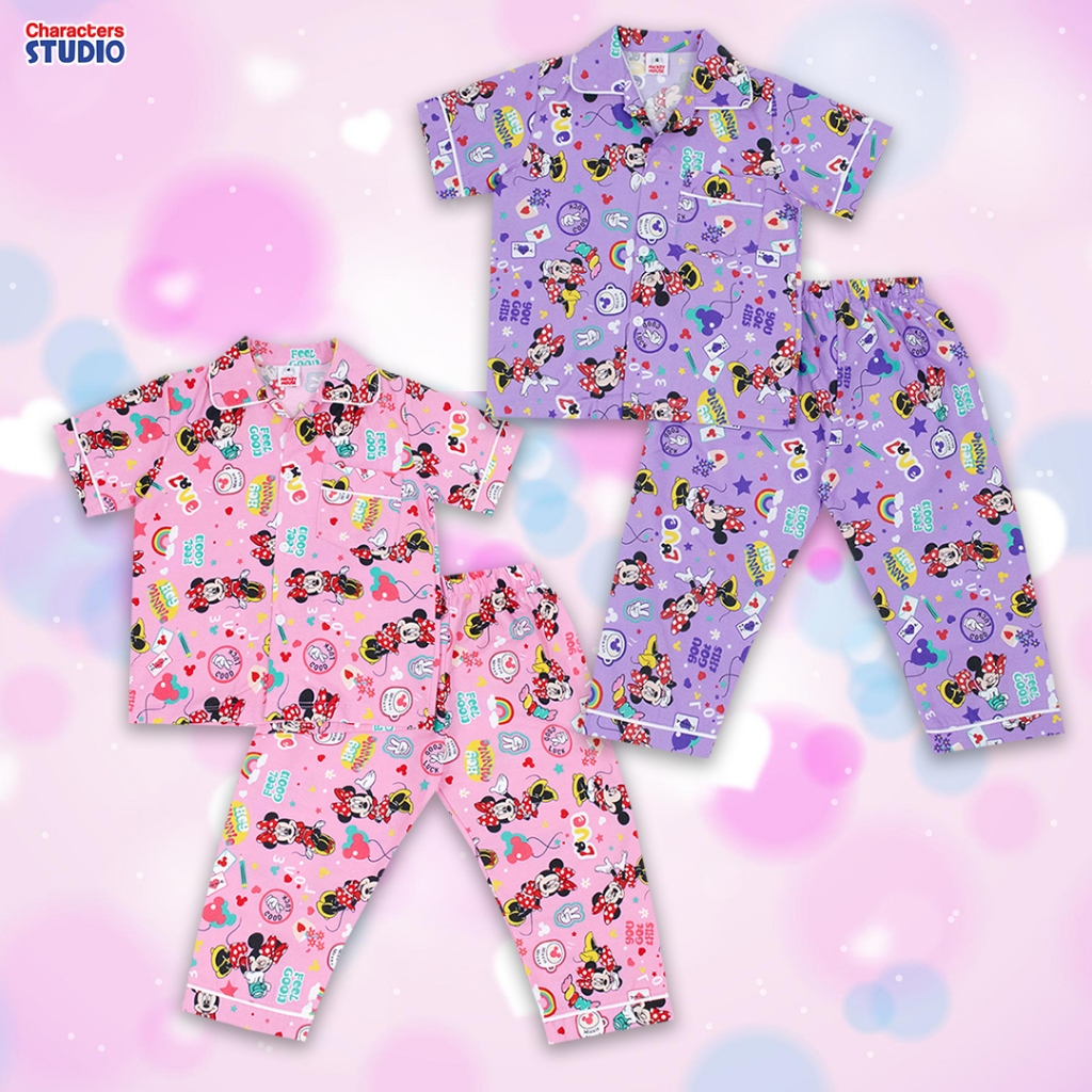 Disney Minnie Mouse Girl sleepwear - ชุดนอนเด็กลายมินนี่เมาส์ สินค้าลิขสิทธ์แท้100%