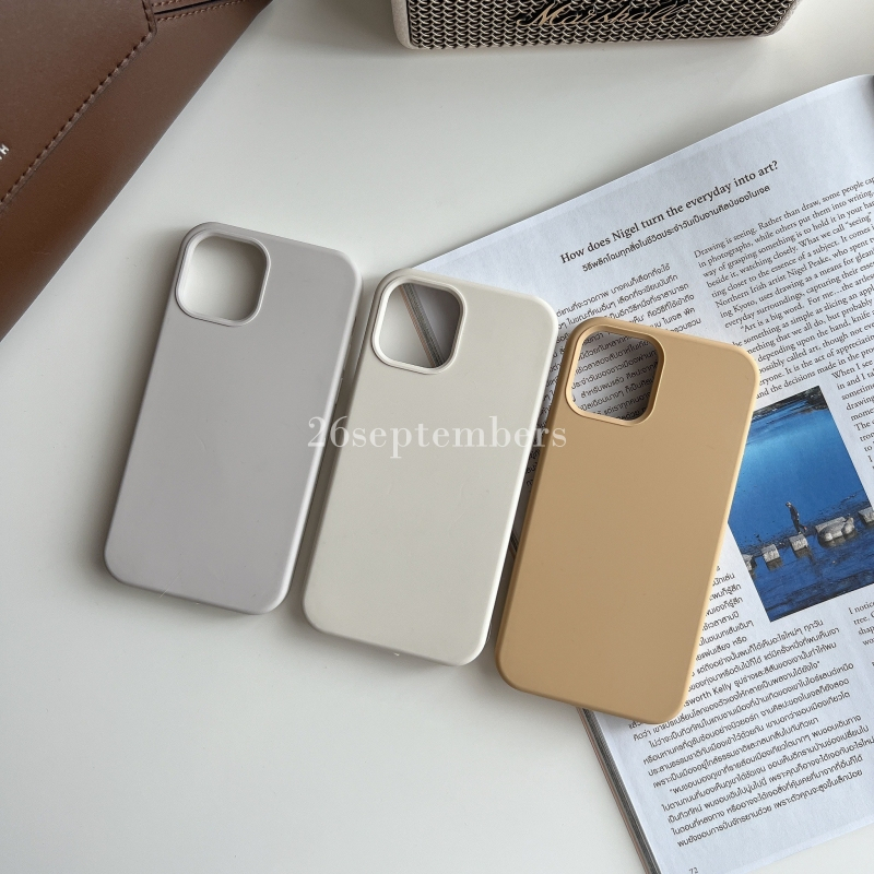 เคสซิลิโคน ไม่มีโลโก้ ด้านในบุกำมะหยี่ สำหรับ ไอโฟน i7-17promax สีครีมเทา เบจ วอลนัท