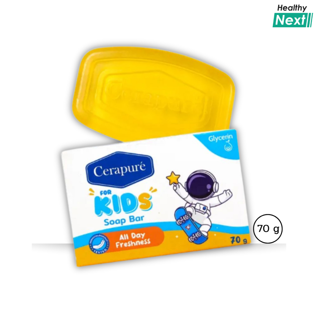 Cerapure เซราเพียวเร่  สีเหลือง สบู่สำหรับเด็ก และคนผิวแพ้ง่าย ขนาด 70 กรัม