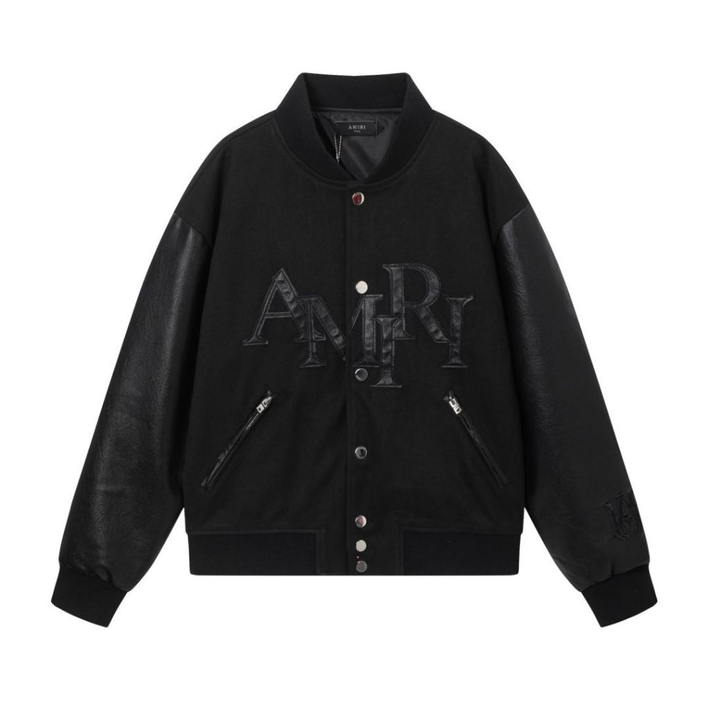 AMIRI patch embroidered letter lapel baseball jacket