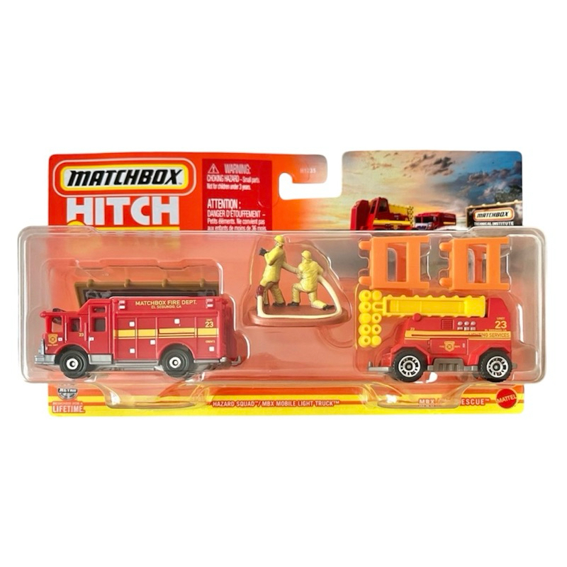 Matchbox Hitch & Haul Hazard Squad / MBX Mobile Light Truck + MBX Fire Rescue