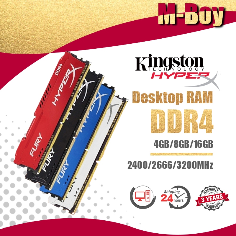 【สินค้าเฉพาะจุด】Kingston Hyperx 4gb/8GB/16GB 2400/2666/3200MHZ Desktop RAM DDR4 DIMM memory for PC Gaming RAM