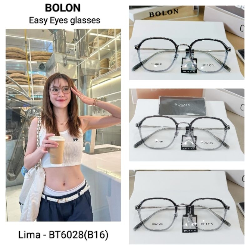 กรอบแว่นตา BOLON (BT6028-ss24) กรอบแว่นตา bolon พร้อมเลนส์กรองแสงสีฟ้าของแบรนด์ Essilor elements