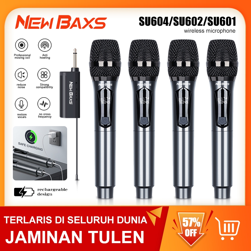 NEW BAXS [การชาร์จเวอร์ชันอัพเกรด] SU604 ไมโครโฟนไร้สายไมโครโฟนไร้สาย UHF5V การชาร์จไมโครโฟนเสียงมืออาชีพ