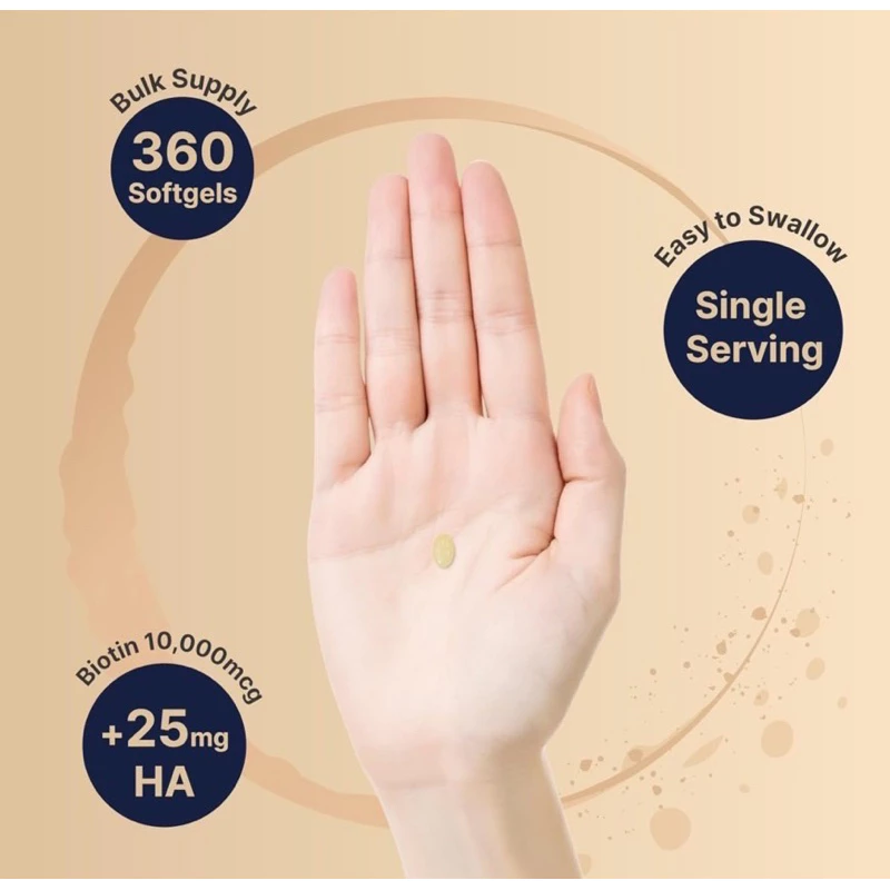 NATUREBELL Biotin + Hyaluronic Acid 10,000 MCG สุขภาพผม ผิวหนัง เล็บ 360 ซอฟต์เจล thumbnail 5
