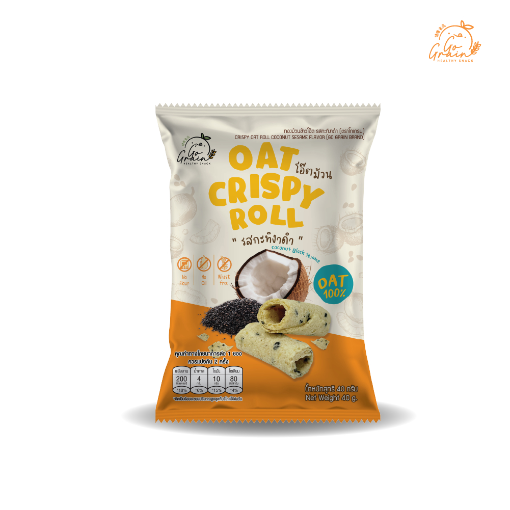 EXP: 12/2025 Go Grain โกเกรน ทองม้วนข้าวโอ๊ต Oat Roll (40 g)