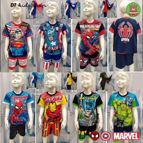 ชุดเซทลิขสิทธิ์แท้ % ชุดเด็กชาย มีไฟ มีผ้าคลุม Spiderman,Captain America,Ironman,Batman,Superman เสื้อผ้าเด็กชาย