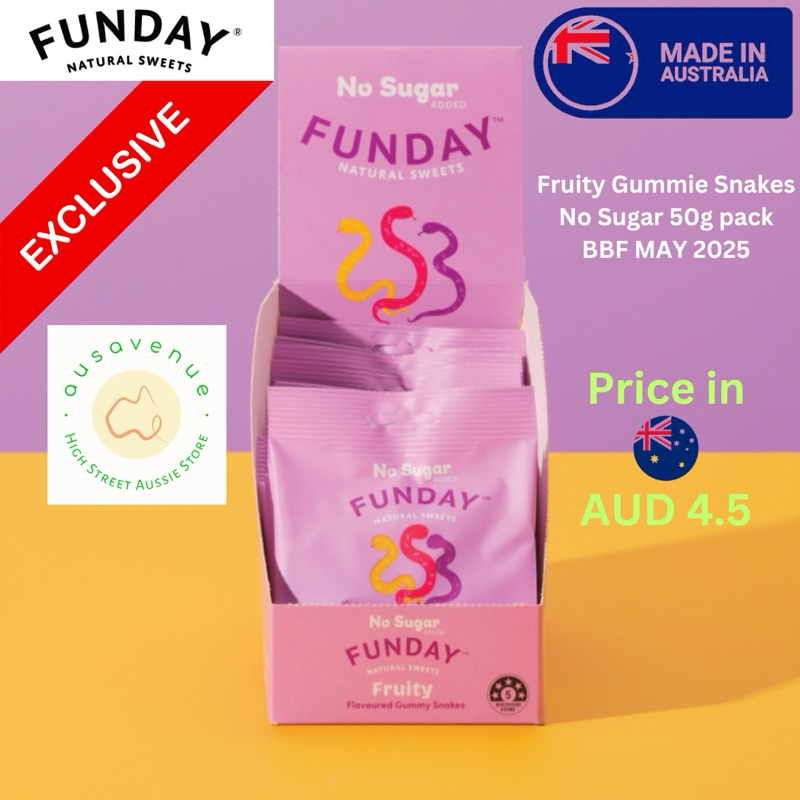 Funday Fruity Gummy Snake 50g x 1 Pack (BBF MAY 2025)