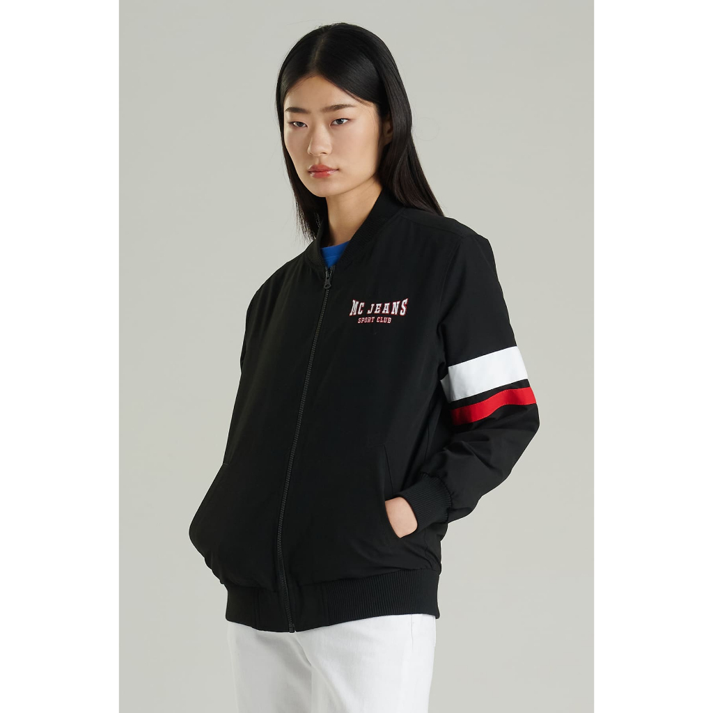 Mc jeans เสื้อแจ็คเก็ตบอมเบอร์ Unisex แขนยาว สีดำ MJCP077