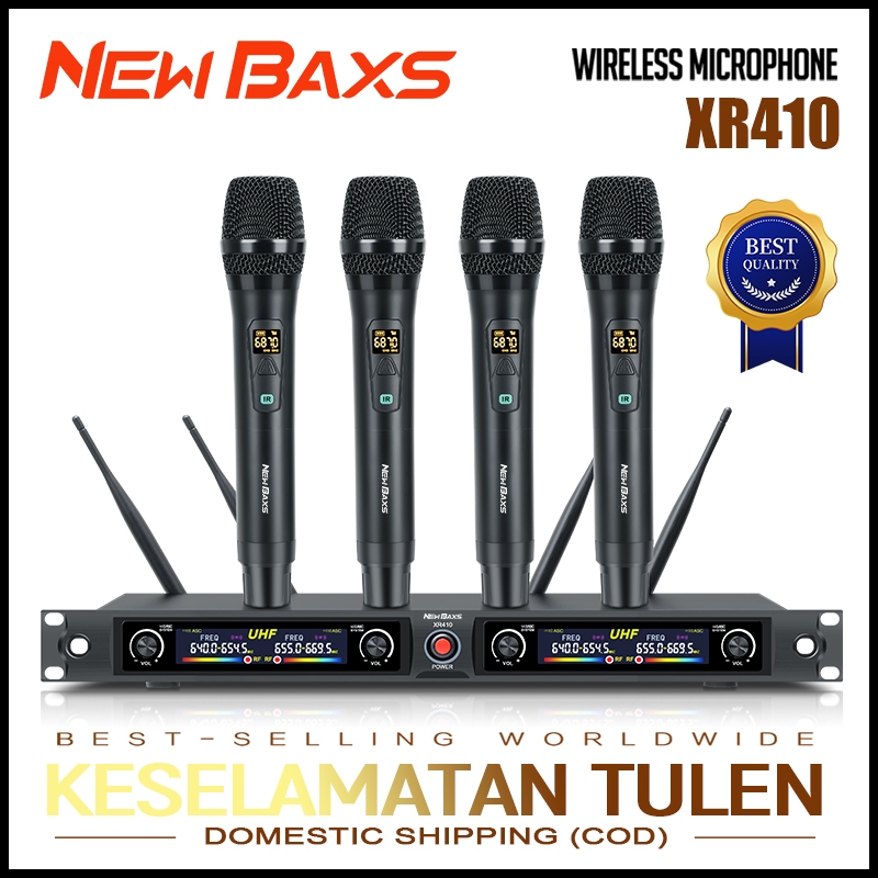 NEW BAXS XR410ชุด,ไมโครโฟนไร้สาย 4 หน่วย,ขจัดสิ่งรบกวน,UHF80-150m,เหมาะสำหรับการ