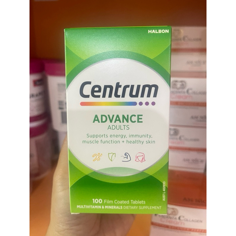 Centrum Advance for Adults  วิตามินรวม A to Z   รวม 22ชนิด ปริมาณ 100 เม็ด ทานได้หญิง/ชายอายุไม่เกิน50ปี