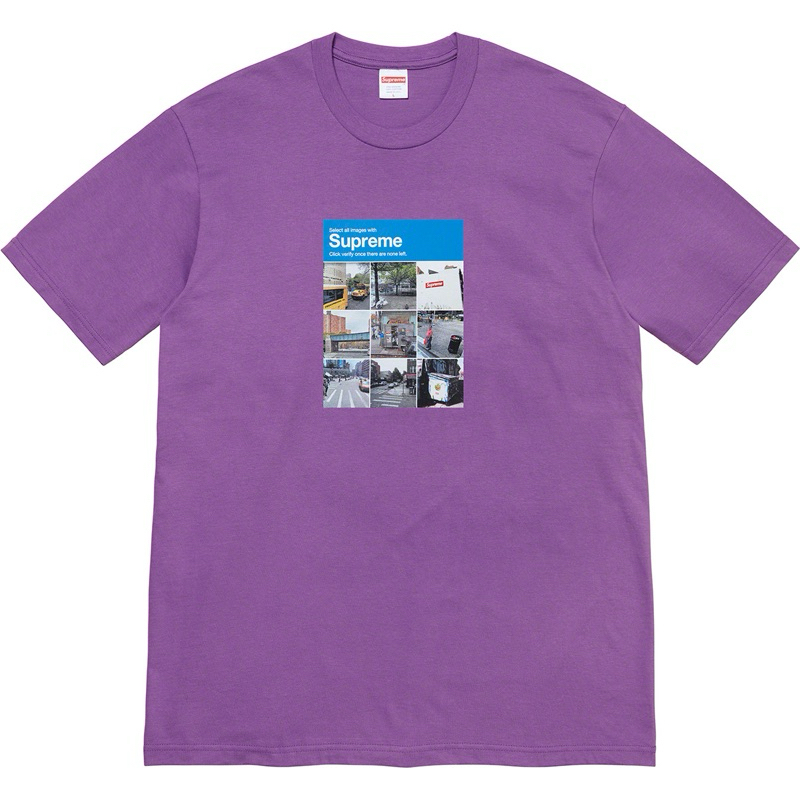 ใหม่พร้อมส่ง ของแท้ เสื้อยืด Supreme Verify Purple Tee