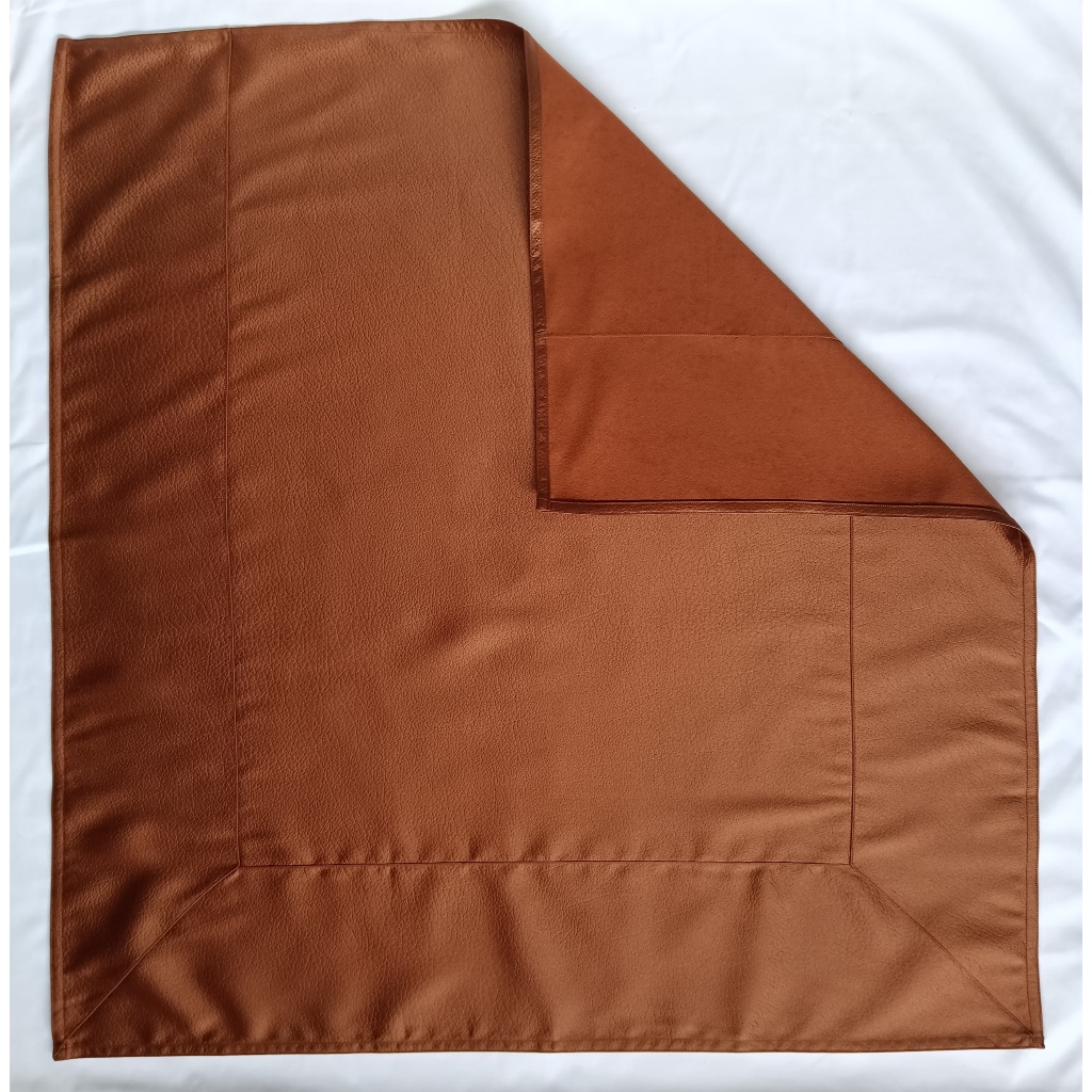 #ผ้าปูรองนั่งพระ ผ้าหนังเทียมลายชามัวร์ (พรีเมี่ยม)สีแก่น สีพระราชนิยม สีส้ม  ผ้านิสีทนะ สำหรับพระสงฆ์