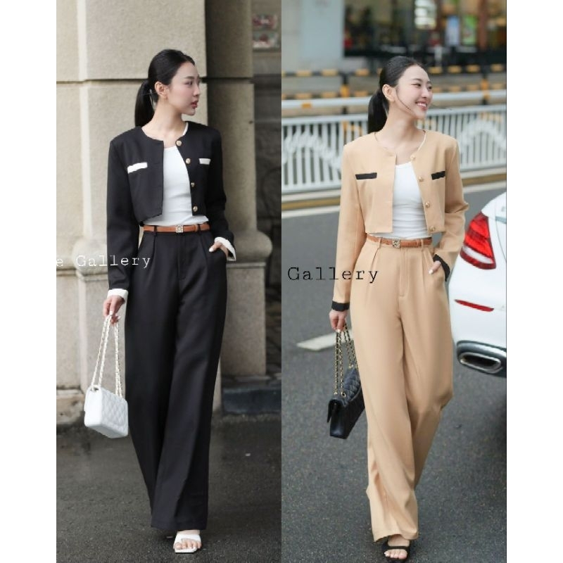 The gallery ชุดเซ็ตเสื้อ+กางเกง+เข็มขัด