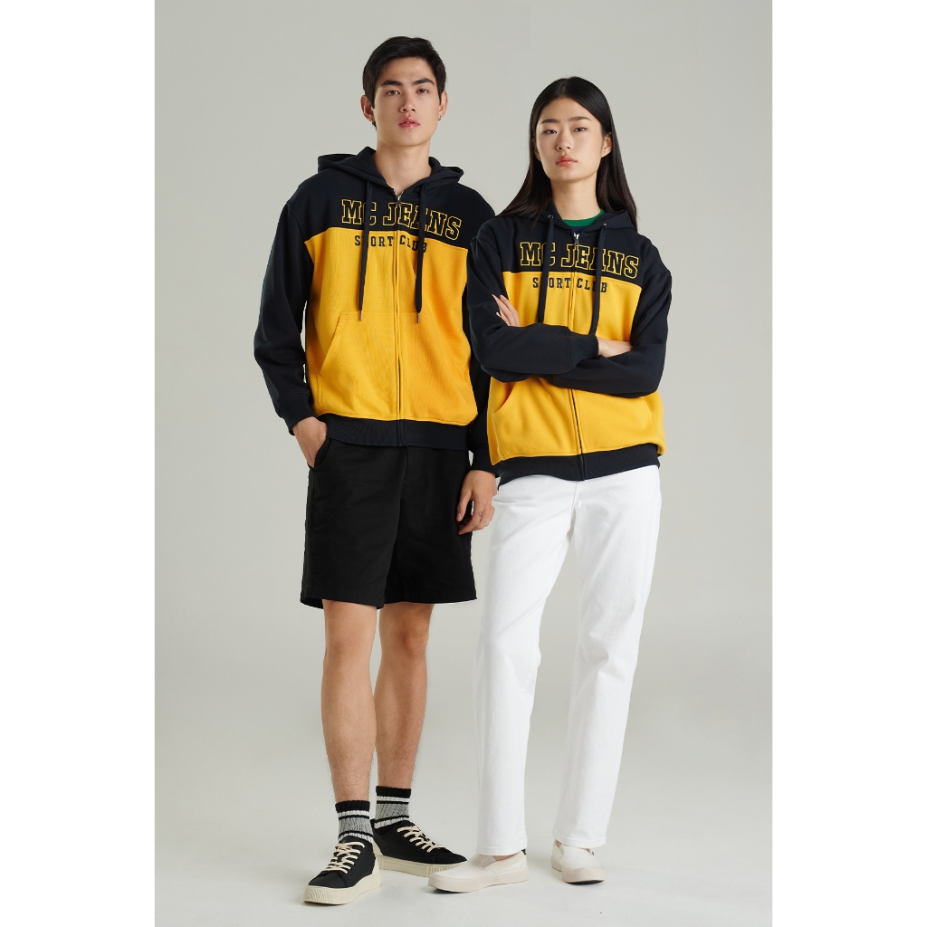 Mc jeans เสื้อกันหนาว ฮู้ดดี้ Unisex แขนยาว สีกรมท่า MJHP219