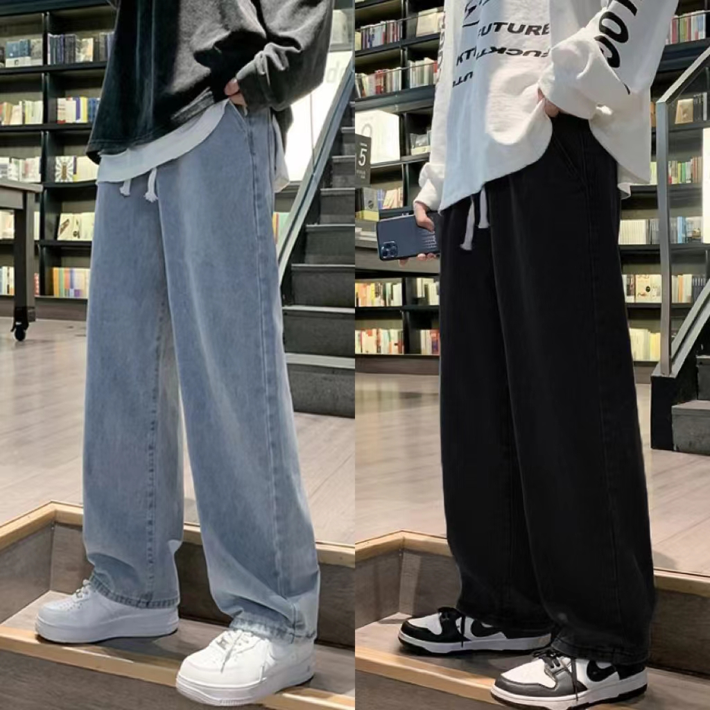 พร้อมส่ง กางเกงยีนส์ผู้ชาย Jeansผ้าฝ้ายบริสุทธิ์ กางเกงลำลองผ้ายีนส์มีเข็มขัดยืดหยุ่น เหมาะสำหรับทุกฤดูกาล