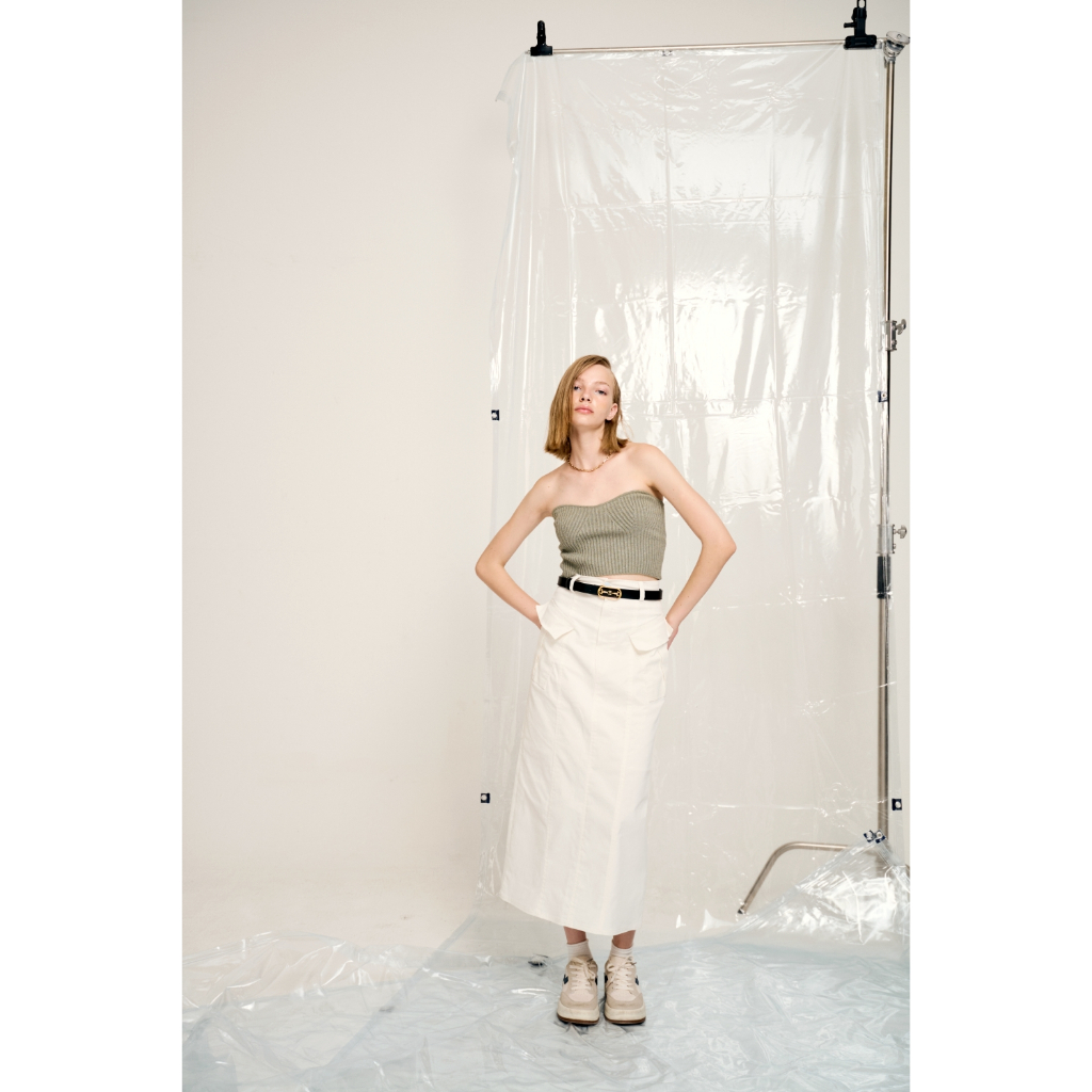 CHATO MIDI SKIRT กระโปรงผ้ายีนส์ยืด ผ่าหลัง เนื้อนุ่มใส่สบายมาก ราคาแยกชิ้น***