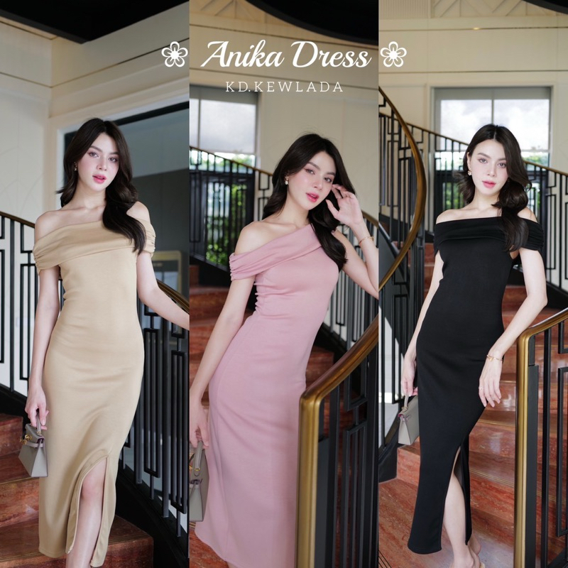 เดรสยาวผ่าหน้า ใส่ได้ทั้ง2แบบ