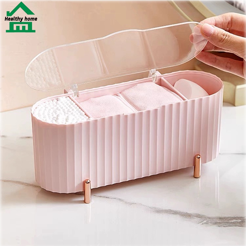 Healthy กล่องเก็บสำลี ใช้สำหรับเก็บสำลีแผ่น คัตตอลบัต พัฟแต่งหน้า ที่ใส่ของ ที่เก็บของ กล่องใส่ของ