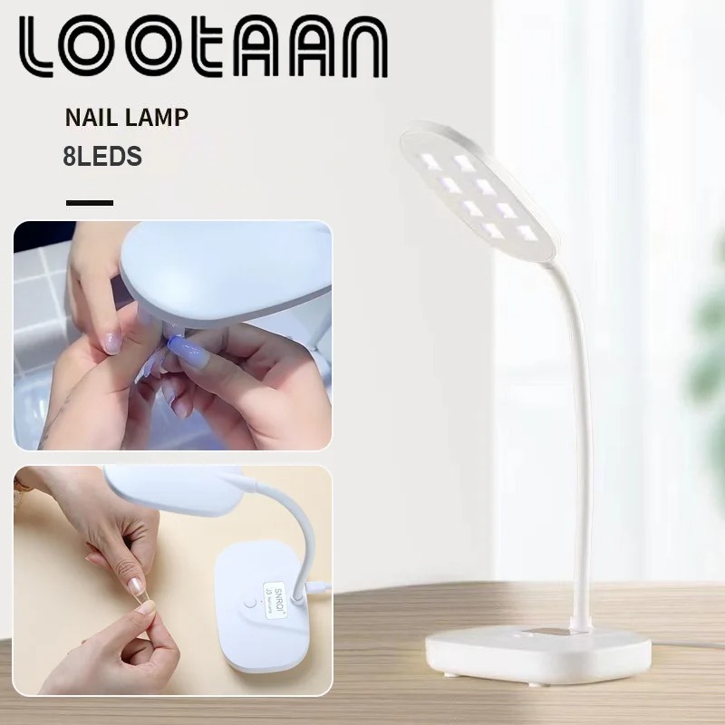 LootaanJ3พับเดสก์ท็อปเล็บแบบพกพา USB UV Gel Curing Lamp 8LED เดสก์ท็อปเล็บปลอมเล็บกาว Fast แห้ง