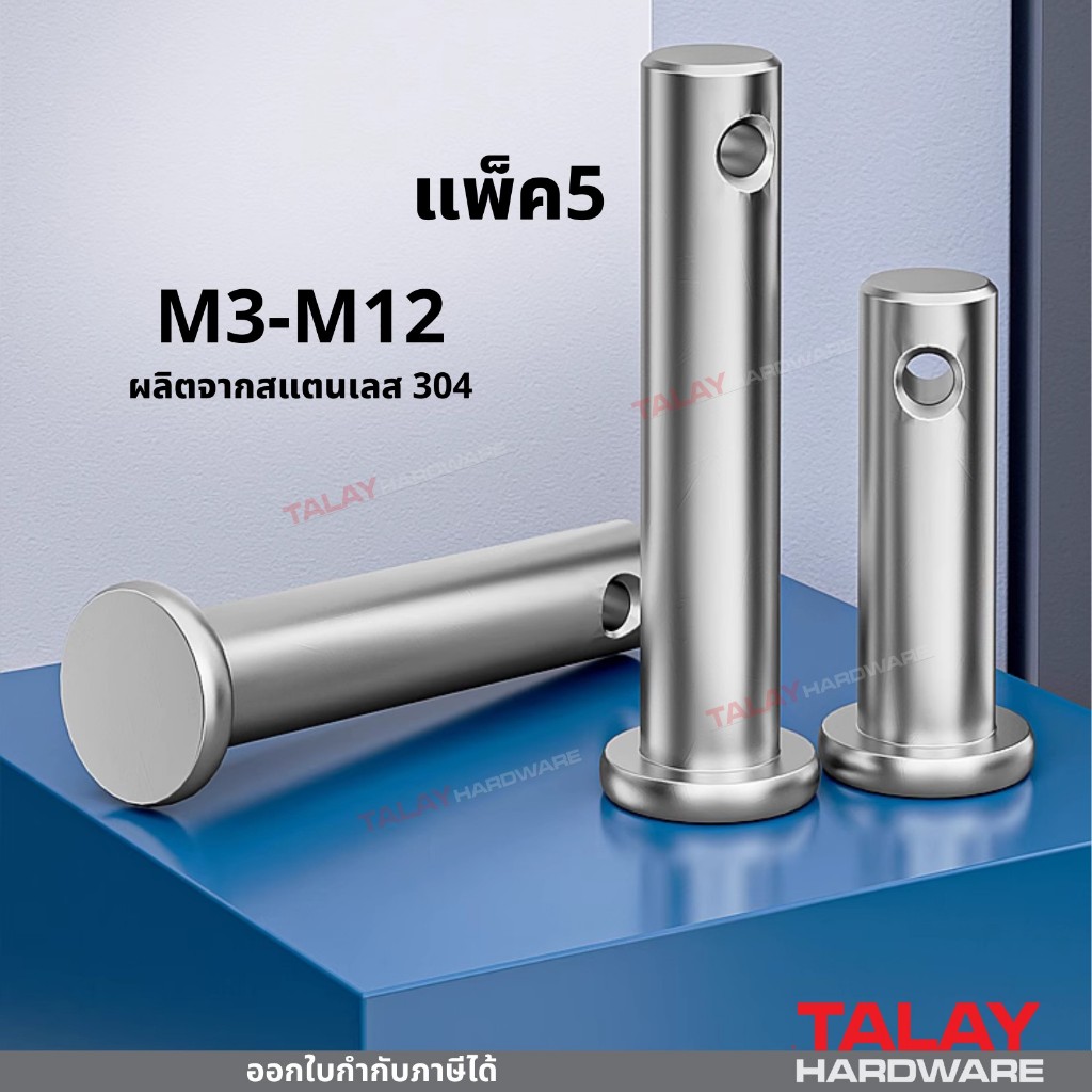 หมุดพิน แพ็ค 5 ปิ๊น สลัก หัวกลมแบน สแตนเลส 304 M3-M10