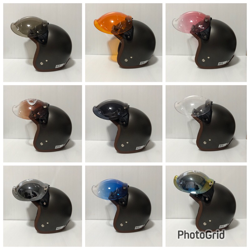 หมวกกันน็อคแนววินเทจ (Pเทาด้าน) พร้อมชิวบับเบิ้ล แบบเปิด/ปิดได้