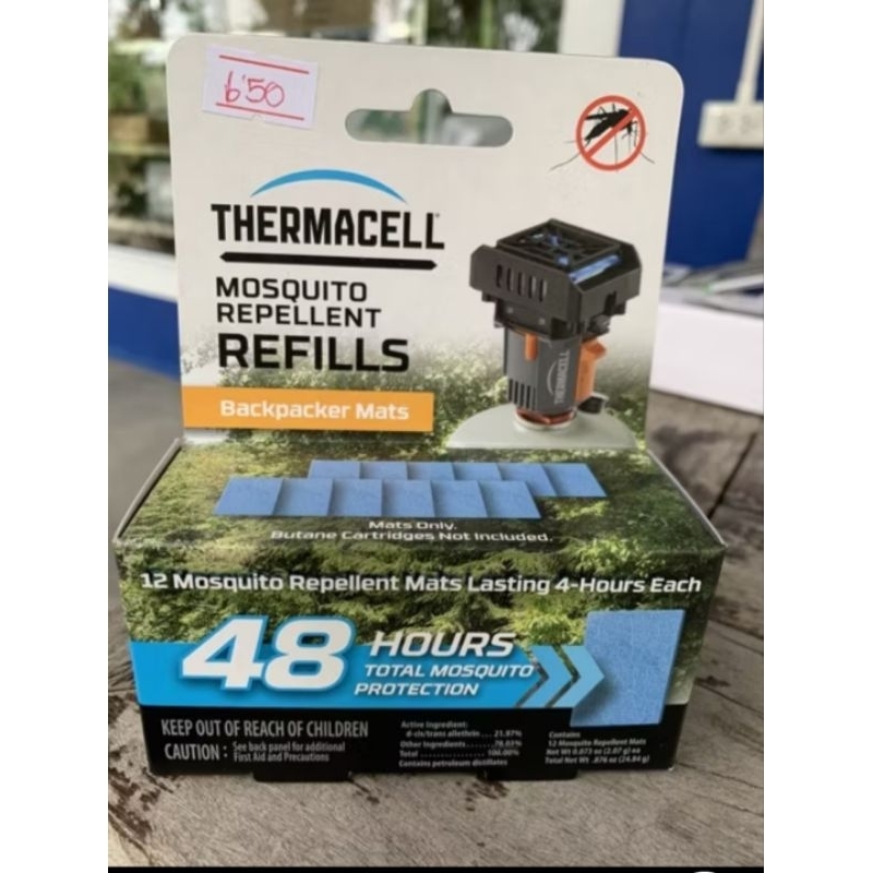 แผ่น Refill สำหรับเครื่องไล่ยุงThermacell Backpacker 48 hours(12แผ่น)