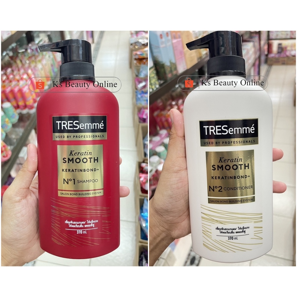 TRESemme' เทรซาเม่ เคราติน สมูท แชมพู / ครีมนวด ขนาด 370มล.