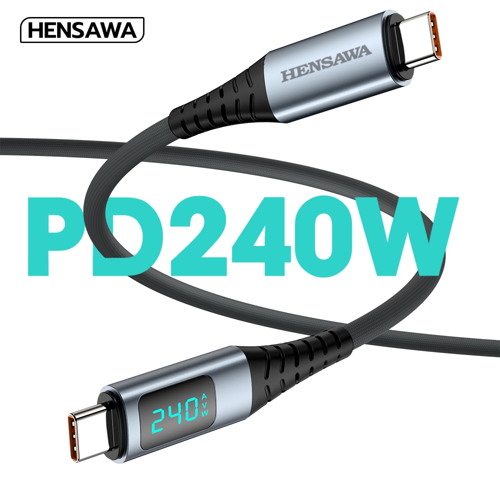 HENSAWA US401 1.5 เมตร Type C To Type C สาย USB 4.0 สายชาร์จ USB C 240W 40Gbps สายวิดีโอ 8K60Hz  รอง