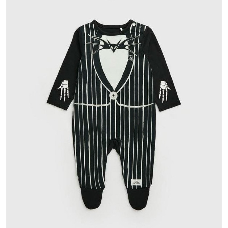 Disney tim burton’s halloween ชุดคลุมเท้ากระดุม *3-6/6-9/9-12m