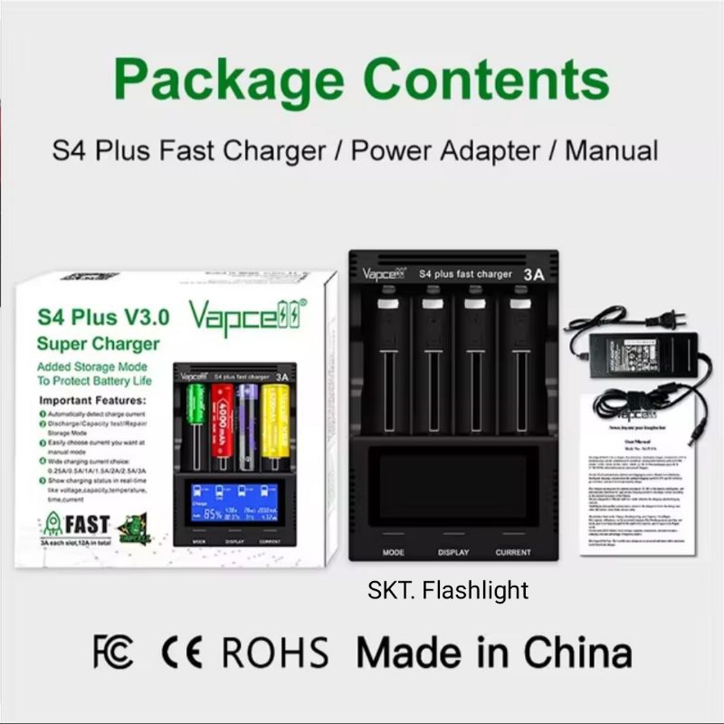 เครื่องชาร์จแบต Vapcell S4 plus V3.0