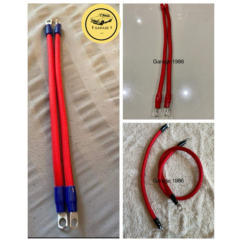 สายกราว์ดสีเเดงปลอกน้ำเงิน,สายเเบต,ขนาดสายไฟ16sqmm,15-30-60-90cm