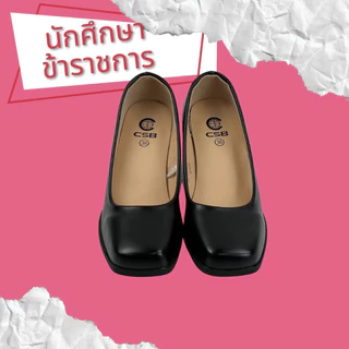 รองเท้าคัชชูหัวตัด 85-845 สีดำ พร้อมส่ง สูง 2 นิ้ว Size 36-45 ราคาถูกจากโรงงาน