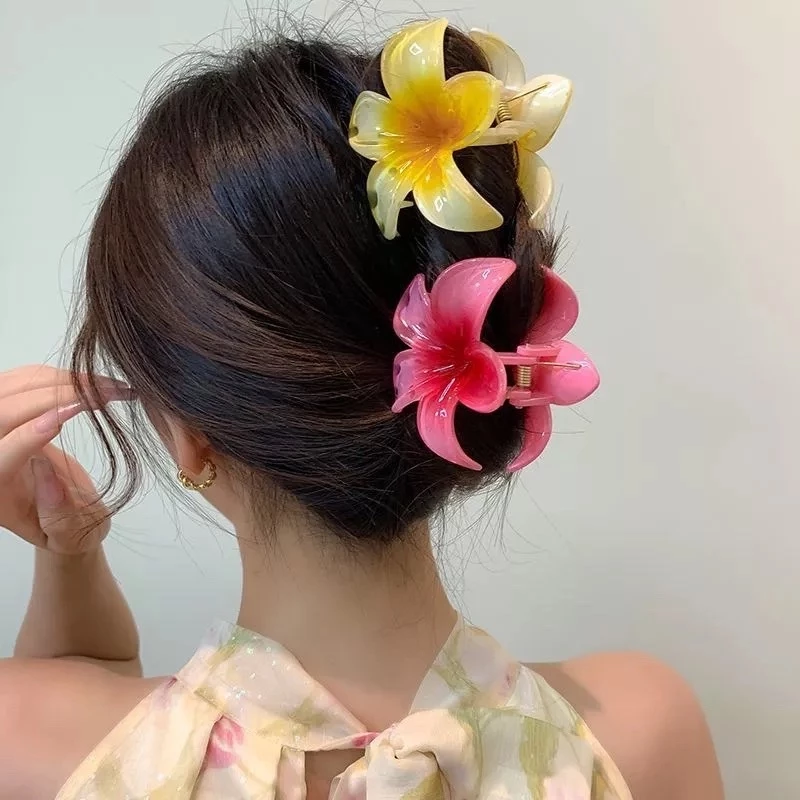 F172 กิ๊บติดผม รูปดอกไม้ ลีลาวดี น่ารัก หลากสี สไตล์เกาหลี สําหรับผู้หญิง
